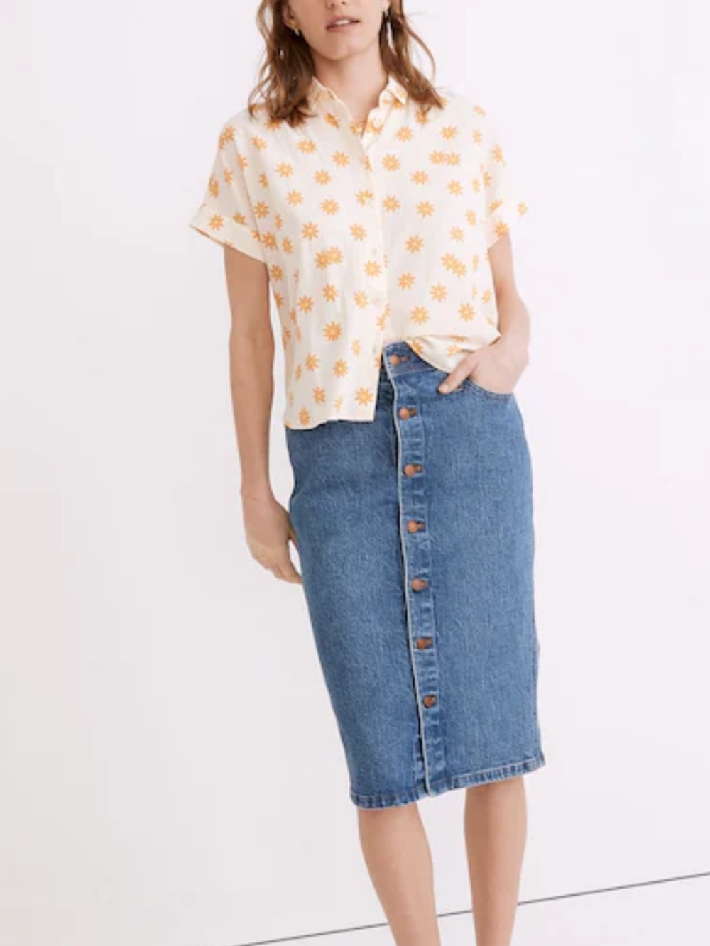 Madewell HillTop Shirt in Daisy Groove Antique Cream Size M